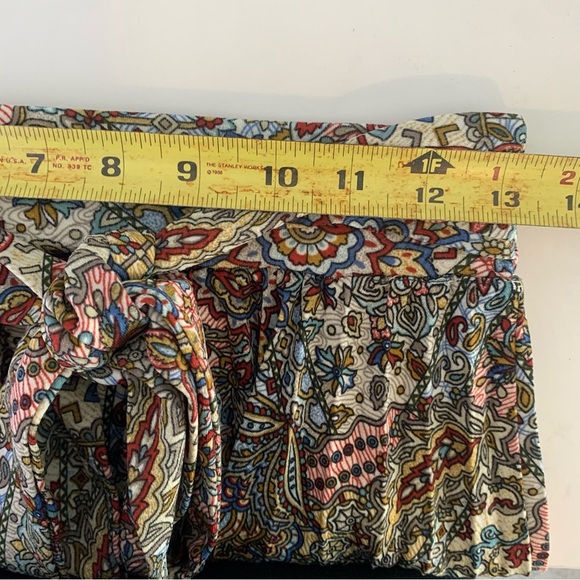 Lark+Gray Red and Green A-line Midi Skirt with Pleated Tie Front Size Small - Picture 9 of 9